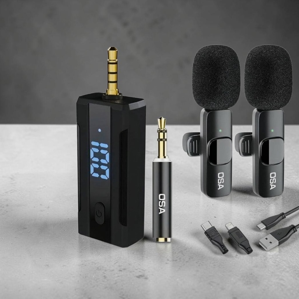 Pack Pro 2-en-1 : Double Micro Cravate Sans Fil OSA avec Écran LED (Universel)